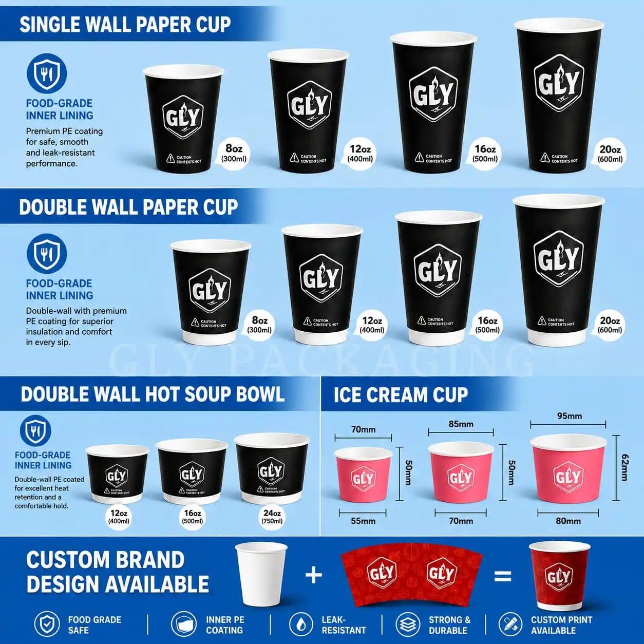 Custom cups and bowls for bulk and wholesale orders