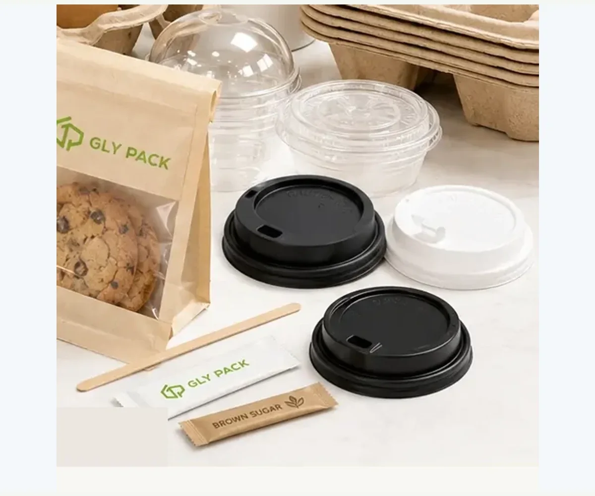 Black and white sip lids for takeaway paper coffee cups
