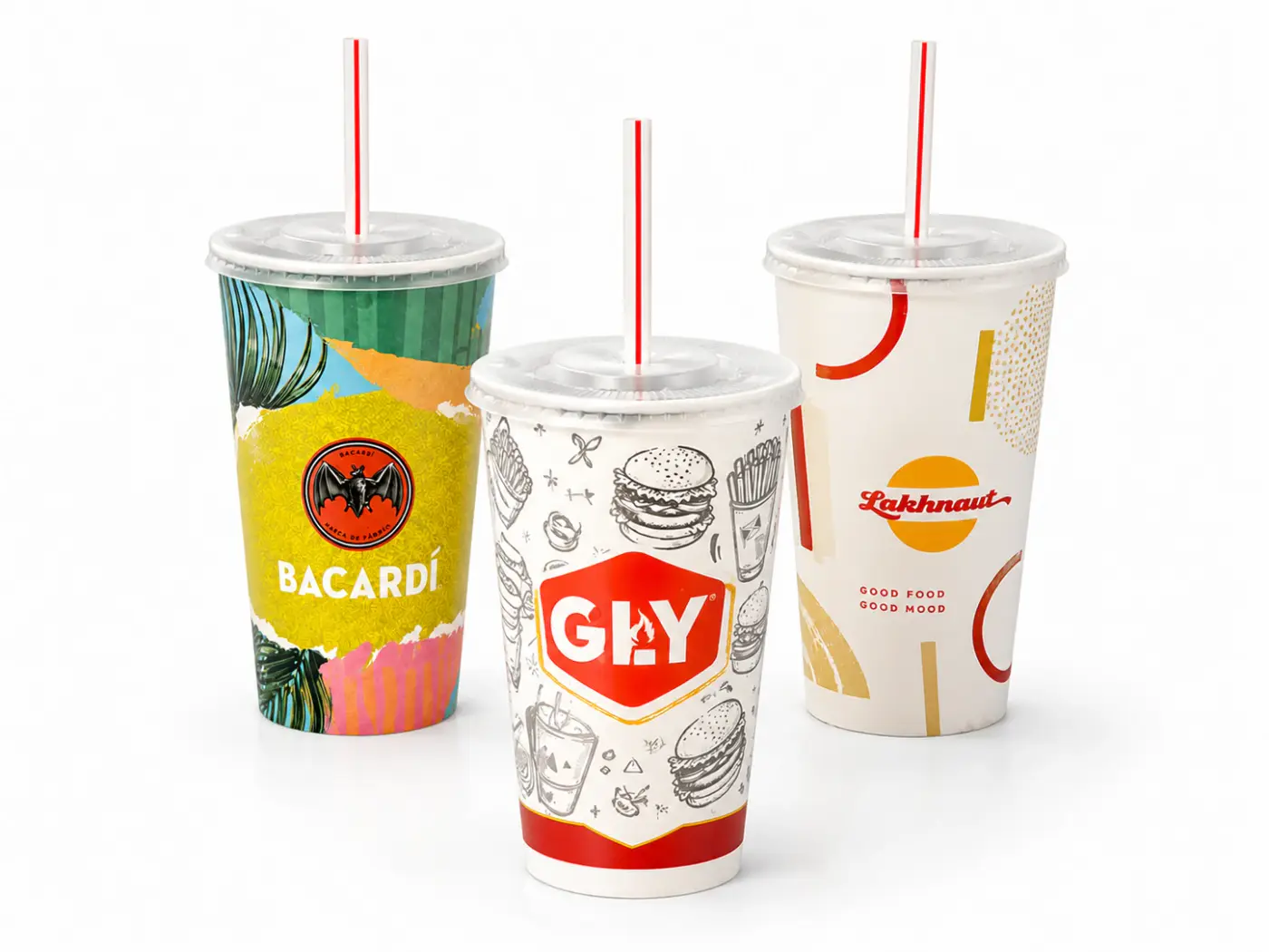 Custom clear plastic cold drink cups by GLY PACKAGING